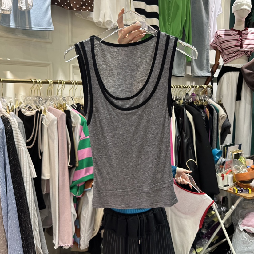 3COLOR韓國㊣直郵東大門代購女裝新品25春夏吊帶背心Three color吊帶/背心圖色2