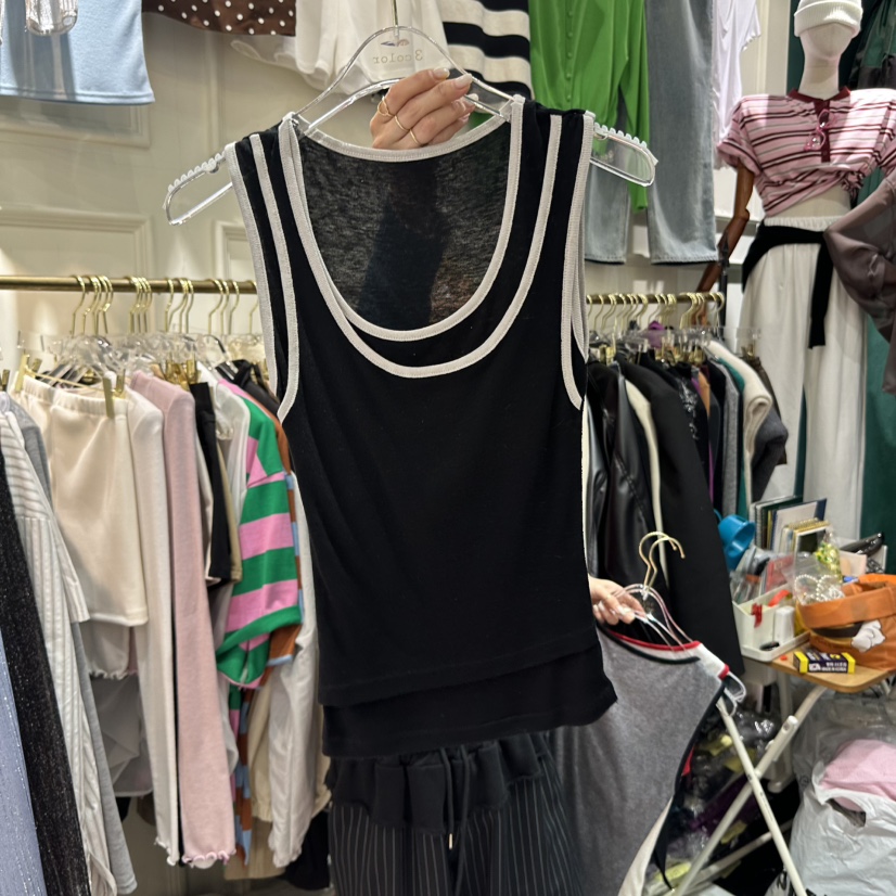 3COLOR韓國㊣直郵東大門代購女裝新品25春夏吊帶背心Three color吊帶/背心圖色3