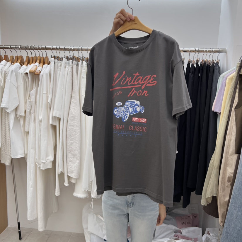 DRESS ROOM韓國直郵㊣東大門實拍女裝新款熱賣推薦T恤復古DRESS ROOMT恤圖色2
