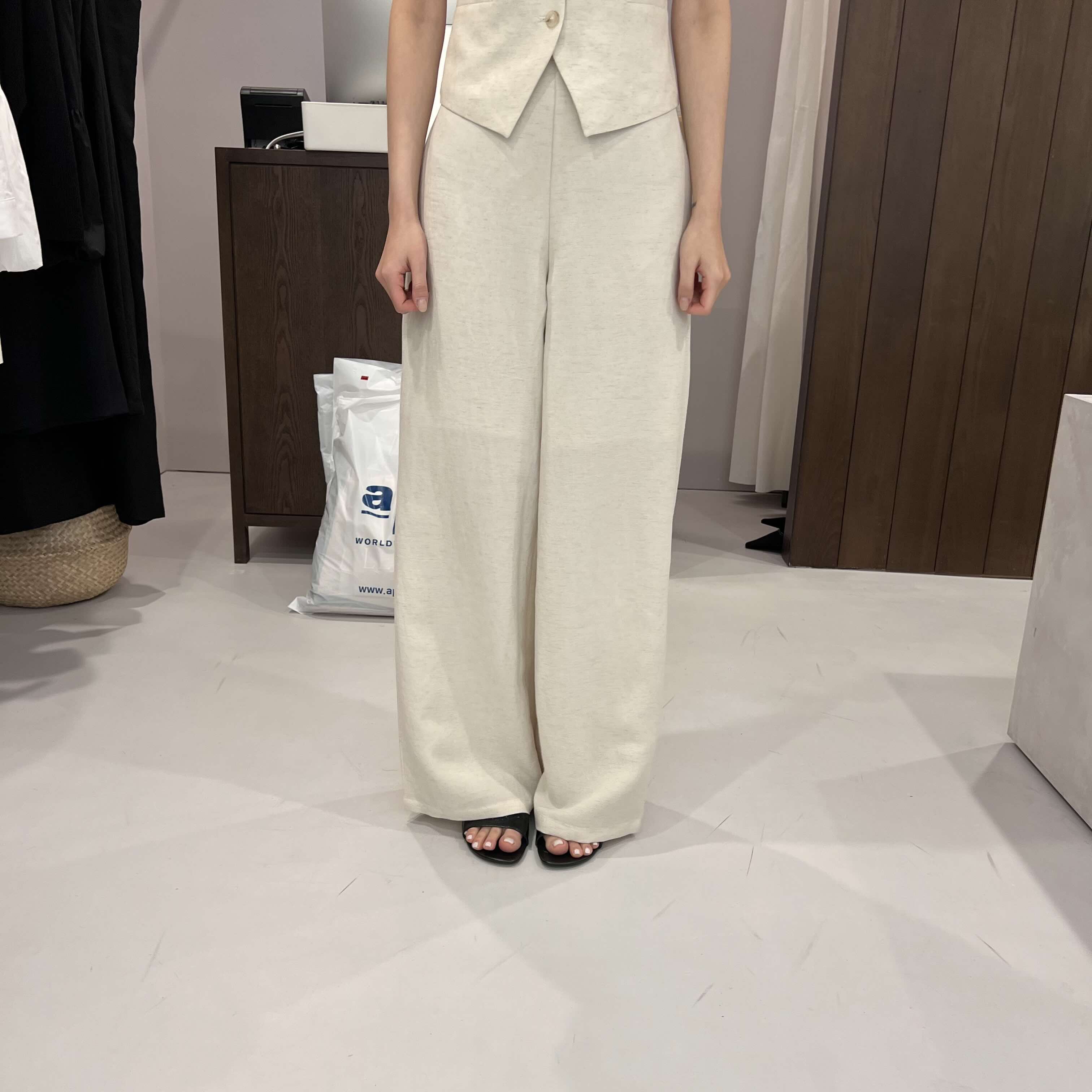 ALATE直郵韓國代購㊣女裝新品熱賣時尚25春夏人氣休閑褲亞麻LEGACY休閑褲圖色2
