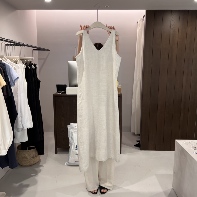 ALATE直郵韓國代購㊣女裝新品時尚熱賣人氣推薦25春夏連衣裙亞麻LEGACY連衣裙