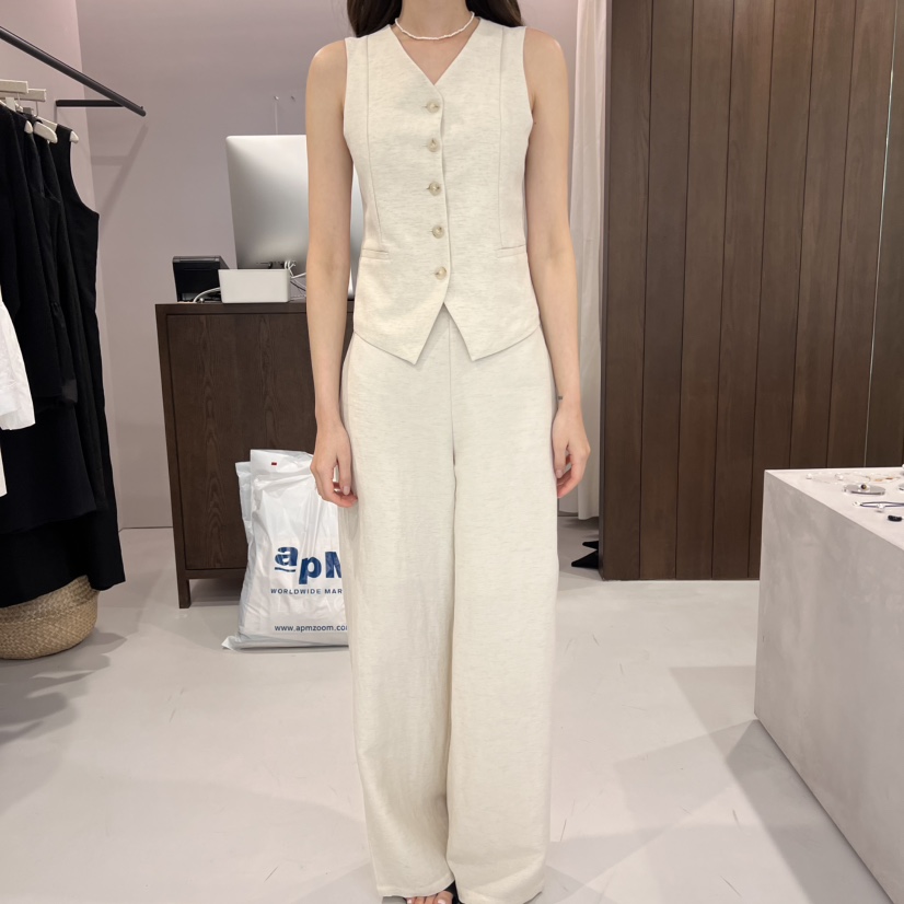 ALATE韓國直郵㊣女裝新品推薦熱賣人氣時尚25春夏休閑馬甲亞麻LEGACY馬甲