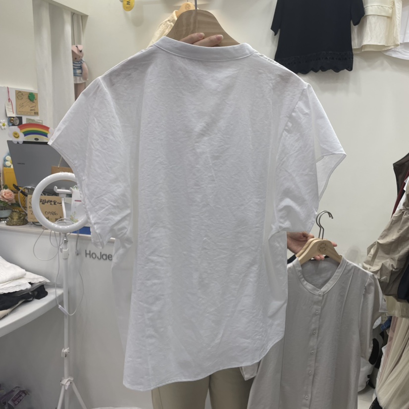 HOJAE韓國直郵㊣東大門實拍女裝新款推薦時尚休閑襯衫蕾絲衫MID-LEVEL JUMP襯衫/蕾絲衫