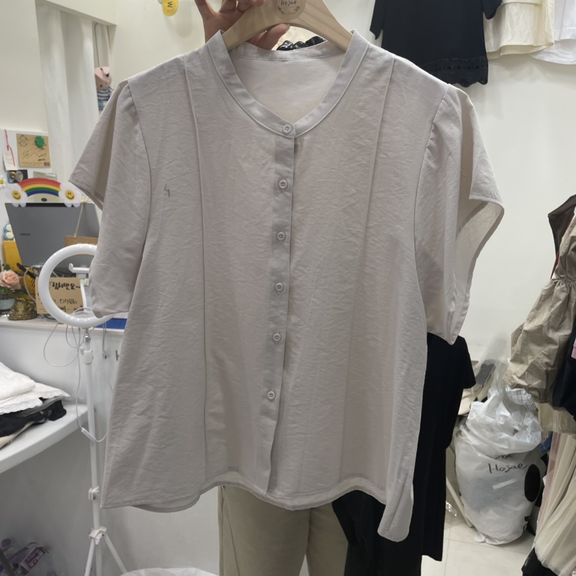 HOJAE韓國直郵㊣東大門實拍女裝新款推薦時尚休閑襯衫蕾絲衫MID-LEVEL JUMP襯衫/蕾絲衫圖色3