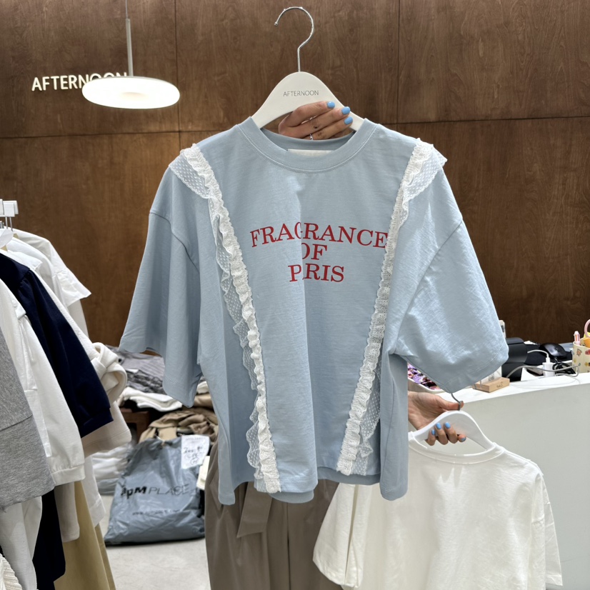 AFTERNOON-P韓國直郵㊣女裝新品熱賣休閑人氣25春夏時尚T恤AFTERNOONT恤圖色2