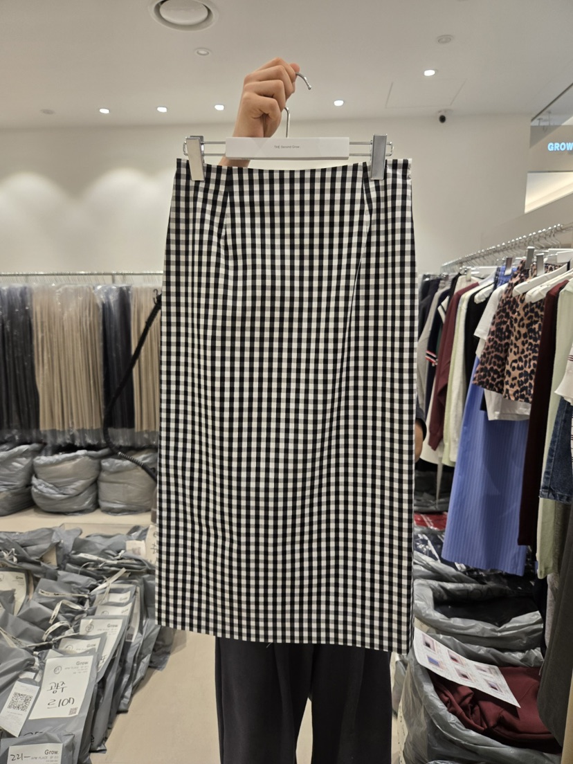 THE SECOND GROW韓國㊣直郵東大門代購女裝新品熱賣長裙格紋THE SECOND GROW長裙圖色1