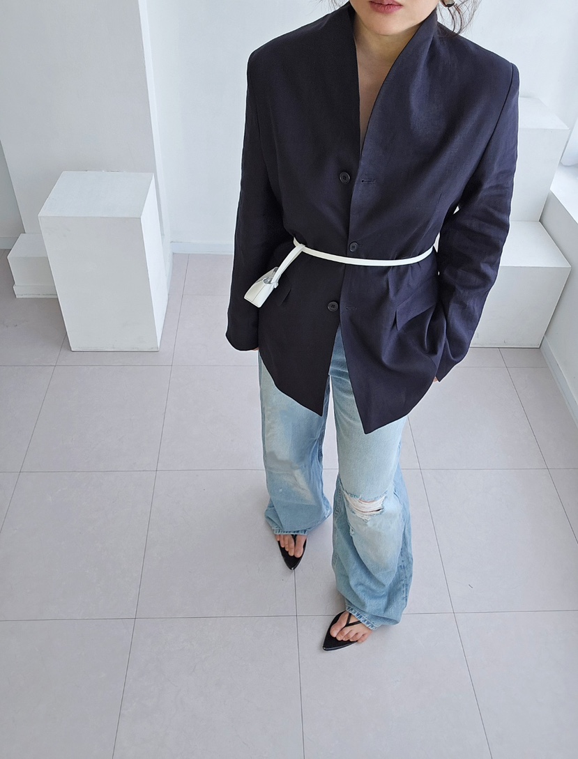 J SHOP韓國直郵㊣女裝新品休閑25春夏熱賣人氣夾克含腰包亞麻J_SHOP夾克