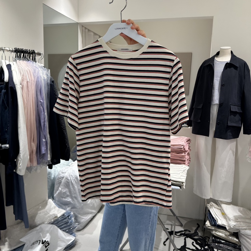 LORING RE I韓國直郵㊣女裝新品休閑人氣時尚熱賣25春夏T恤LORING RE-I/BARET恤圖色3