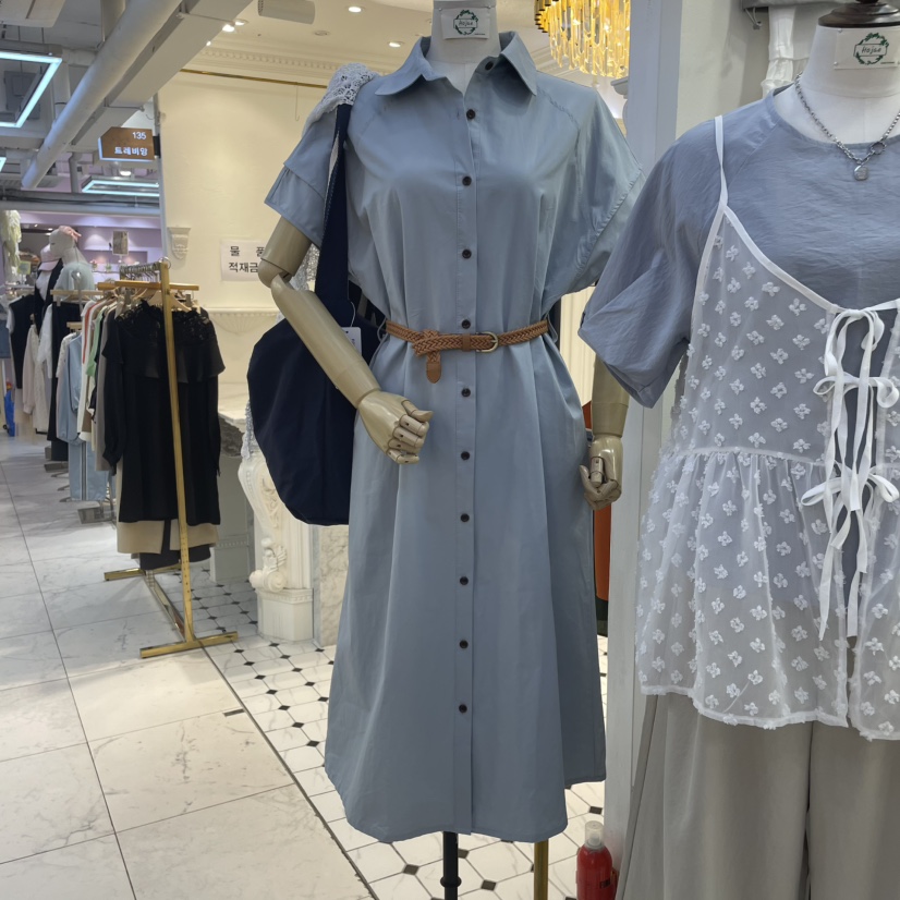 HOJAE韓國㊣直郵東大門代購女裝新品人氣熱賣25春夏連衣裙含腰帶MID-LEVEL JUMP連衣裙