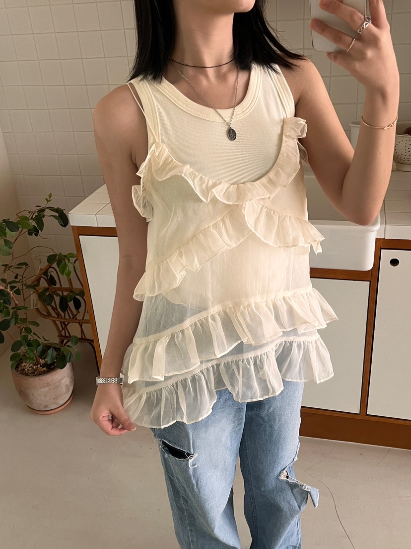 MINIQUEENS直郵韓國代購㊣女裝新品休閑熱賣人氣時尚吊帶背心MINIQUEENS吊帶/背心