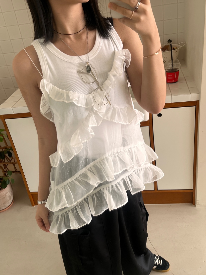 MINIQUEENS直郵韓國代購㊣女裝新品休閑熱賣人氣時尚吊帶背心MINIQUEENS吊帶/背心