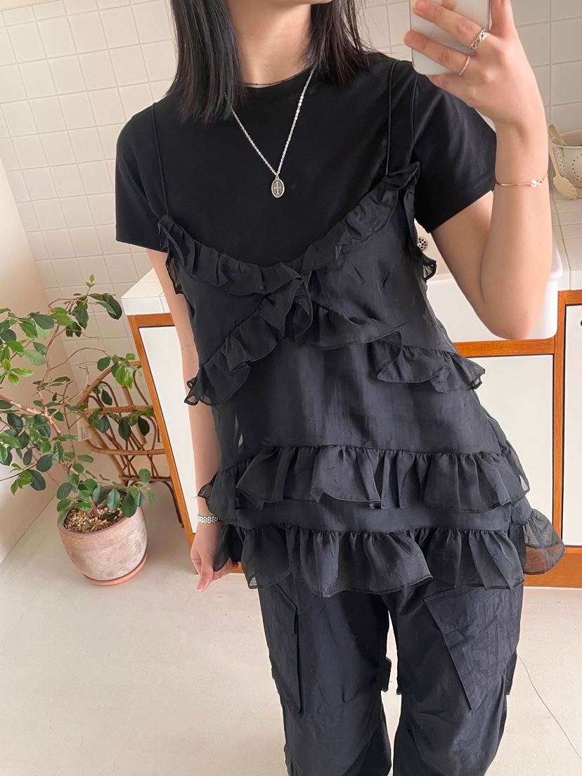 MINIQUEENS直郵韓國代購㊣女裝新品休閑熱賣人氣時尚吊帶背心MINIQUEENS吊帶/背心