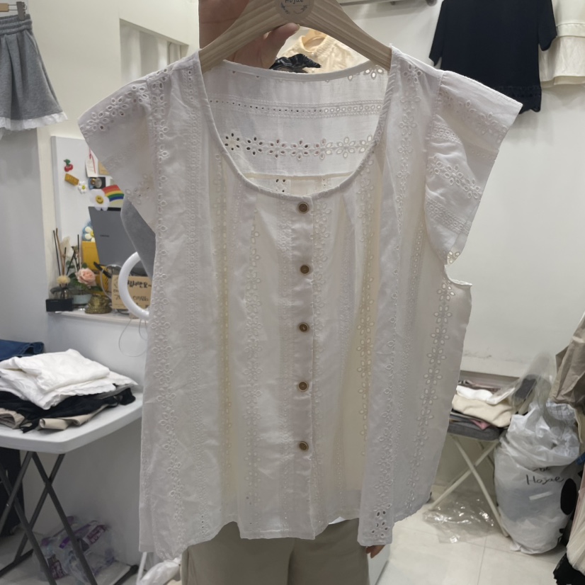 HOJAE韓國直郵㊣女裝新款時尚25春夏推薦襯衫蕾絲衫不含絲巾MID-LEVEL JUMP襯衫/蕾絲衫圖色2