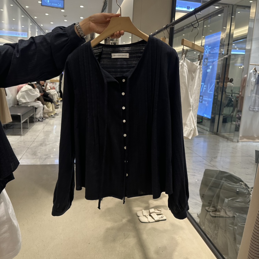 BOUTIQUE SEOUL-P韓國直郵㊣女裝新品25春夏休閑襯衫蕾絲衫But ton/BOUTIQUE SEOUL襯衫/蕾絲衫圖色2
