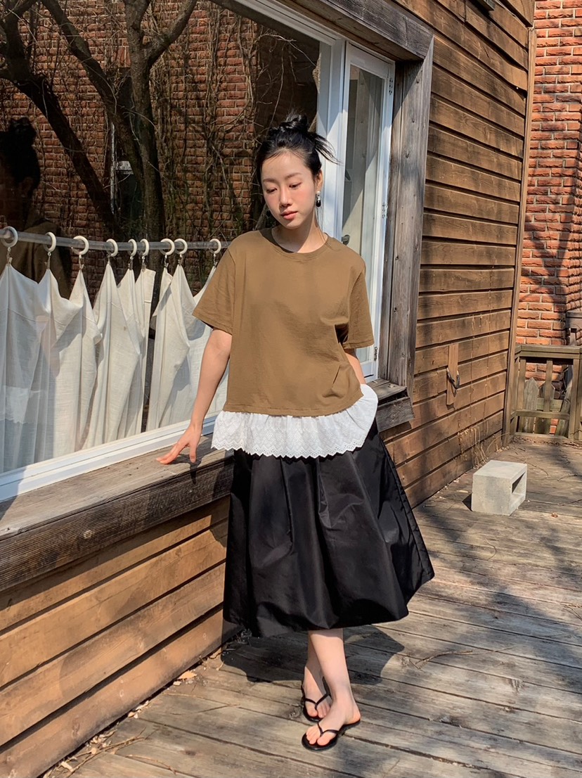 LOVE MY SANTA直郵韓國代購㊣女裝新款25春夏休閑T恤蕾絲Santa/LOVE MY SANTAT恤