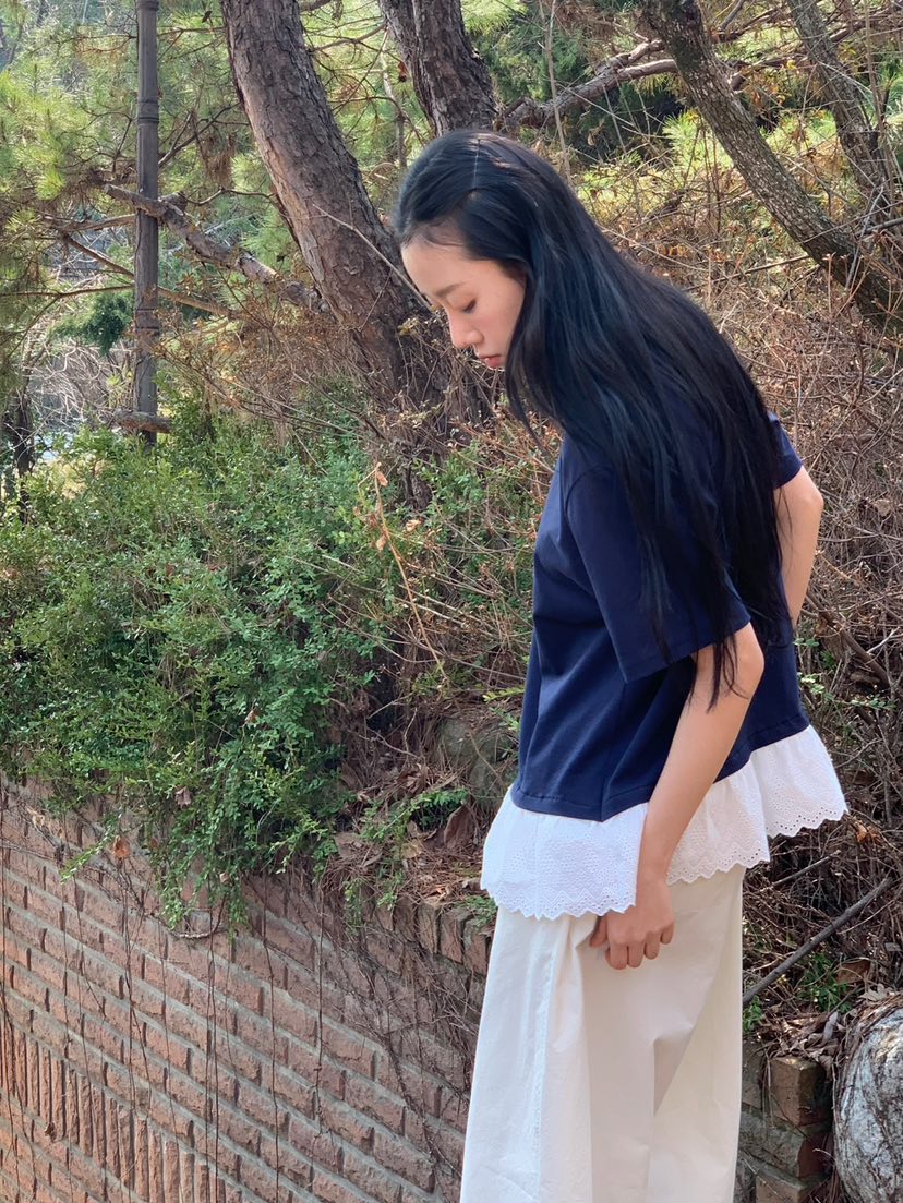 LOVE MY SANTA直郵韓國代購㊣女裝新款25春夏休閑T恤蕾絲Santa/LOVE MY SANTAT恤