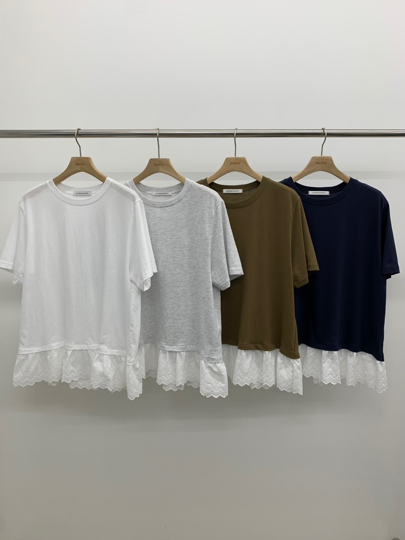 LOVE MY SANTA直郵韓國代購㊣女裝新款25春夏休閑T恤蕾絲Santa/LOVE MY SANTAT恤