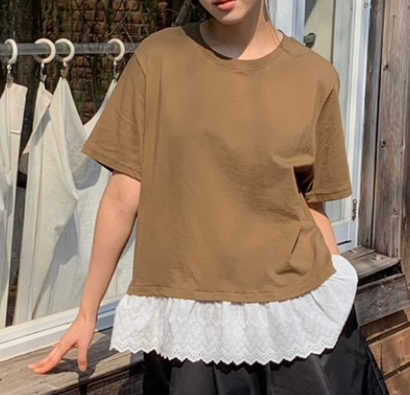 LOVE MY SANTA直郵韓國代購㊣女裝新款25春夏休閑T恤蕾絲Santa/LOVE MY SANTAT恤