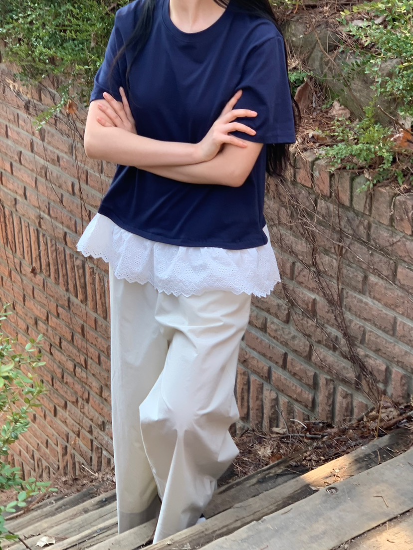 LOVE MY SANTA直郵韓國代購㊣女裝新款25春夏休閑T恤蕾絲Santa/LOVE MY SANTAT恤