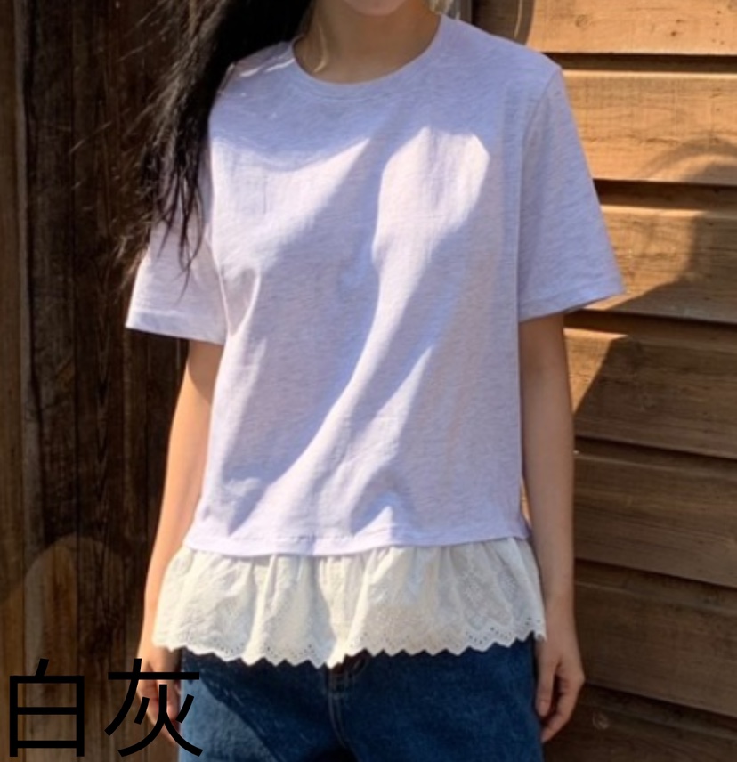 LOVE MY SANTA直郵韓國代購㊣女裝新款25春夏休閑T恤蕾絲Santa/LOVE MY SANTAT恤圖色4