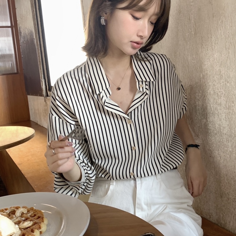 HER韓國㊣直郵東大門代購女裝新款25春夏時尚熱賣襯衫蕾絲衫HER襯衫/蕾絲衫圖色1