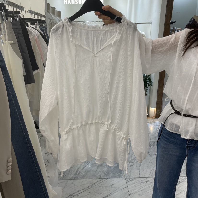 MOANA韓國㊣直郵東大門代購女裝新品推薦休閑襯衫蕾絲衫刺繡MOANA襯衫/蕾絲衫