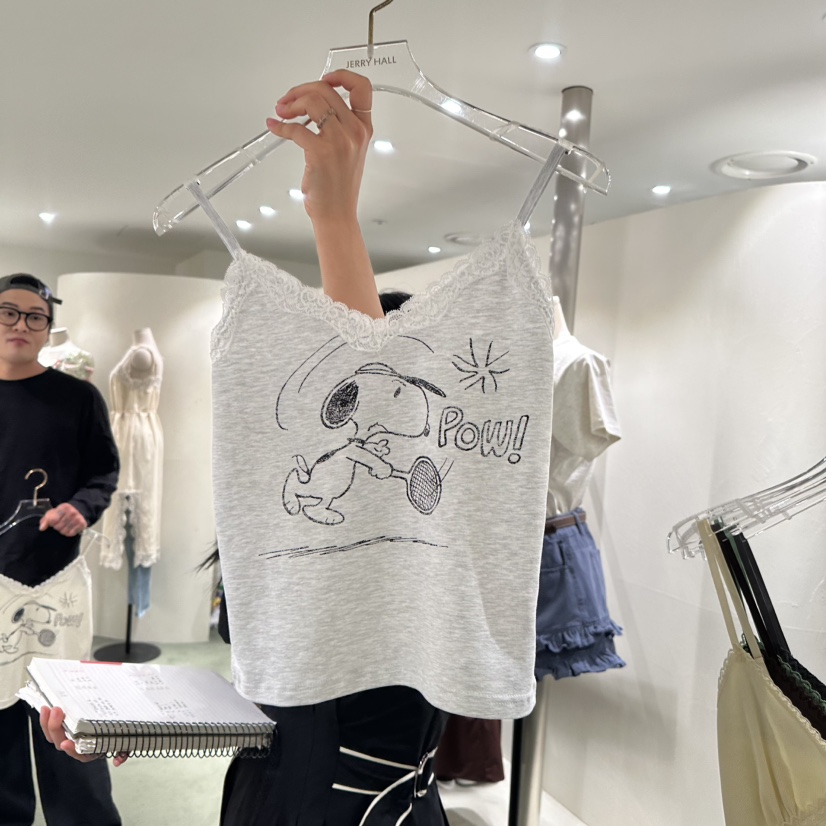 JERRY HALL-P韓國㊣直郵東大門代購女裝新品熱賣吊帶背心史努比蕾絲JERRY HALL吊帶/背心