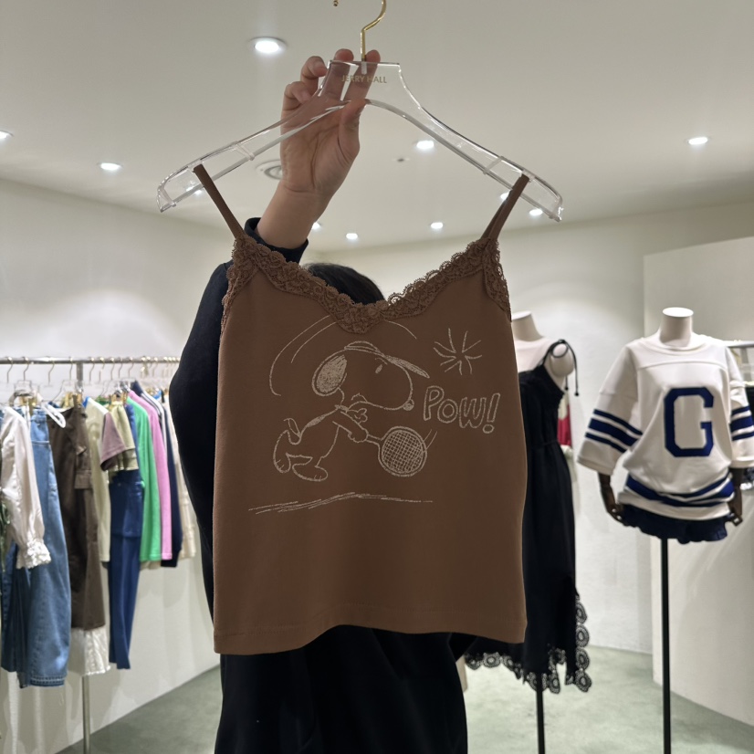 JERRY HALL-P韓國㊣直郵東大門代購女裝新品熱賣吊帶背心史努比蕾絲JERRY HALL吊帶/背心圖色3