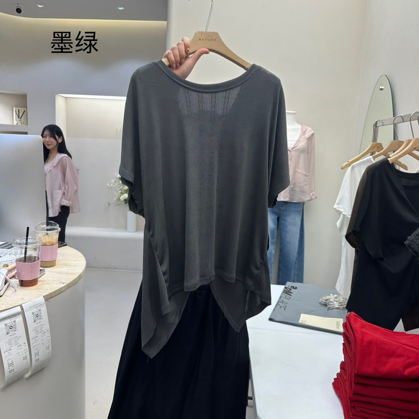 MATIERE直郵韓國代購㊣女裝新品25春夏休閑時尚人氣推薦T恤MATIERET恤圖色2