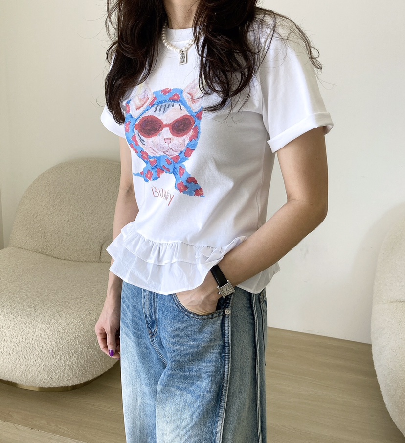 HANNA-A韓國直郵女士新品真品人氣熱賣25春夏職業休閑時尚T恤HANNAT恤