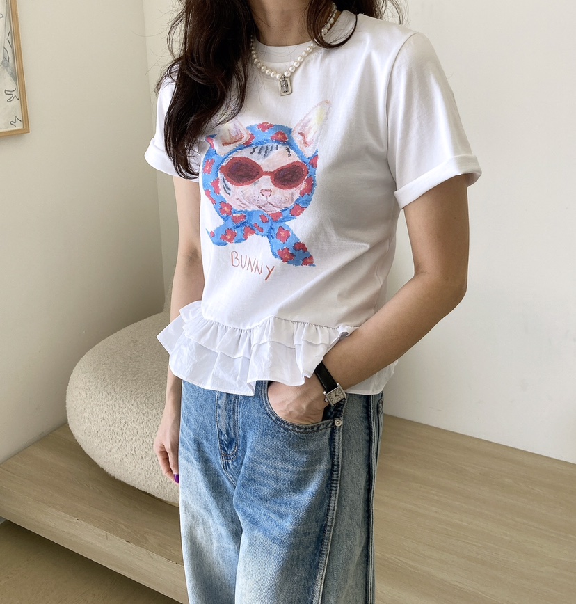 HANNA-A韓國直郵女士新品真品人氣熱賣25春夏職業休閑時尚T恤HANNAT恤
