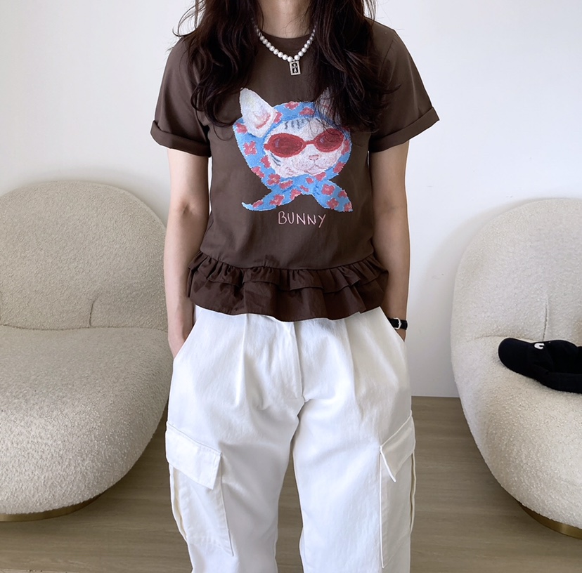 HANNA-A韓國直郵女士新品真品人氣熱賣25春夏職業休閑時尚T恤HANNAT恤