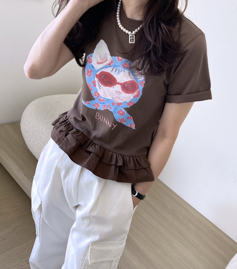 HANNA-A韓國直郵女士新品真品人氣熱賣25春夏職業休閑時尚T恤HANNAT恤