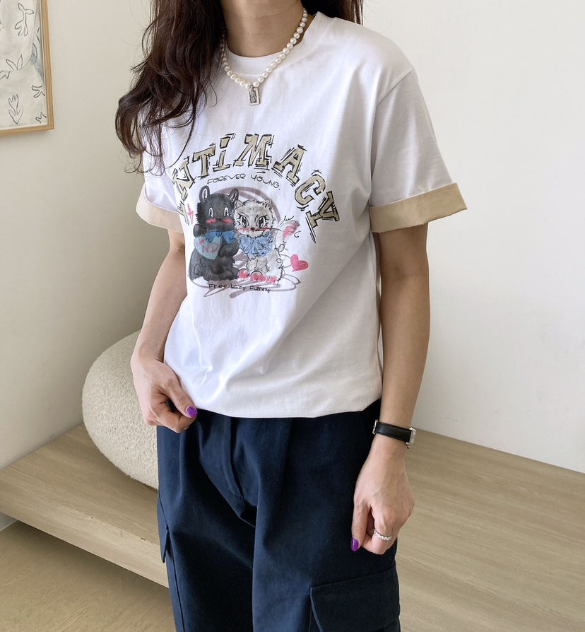 HANNA-A韓國直郵女士新款時尚熱賣25春夏職業真品休閑推薦T恤HANNAT恤