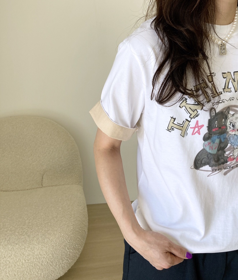 HANNA-A韓國直郵女士新款時尚熱賣25春夏職業真品休閑推薦T恤HANNAT恤