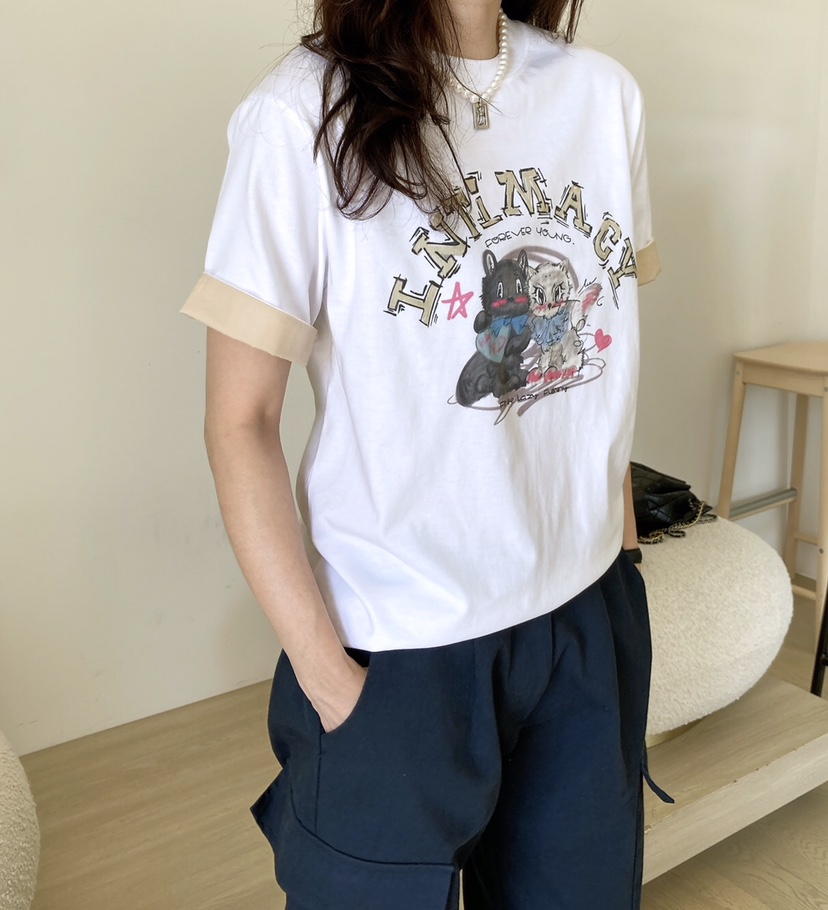 HANNA-A韓國直郵女士新款時尚熱賣25春夏職業真品休閑推薦T恤HANNAT恤