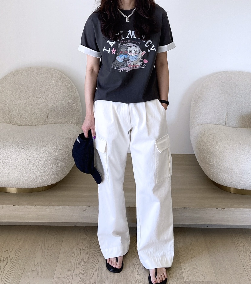 HANNA-A韓國直郵女士新款時尚熱賣25春夏職業真品休閑推薦T恤HANNAT恤