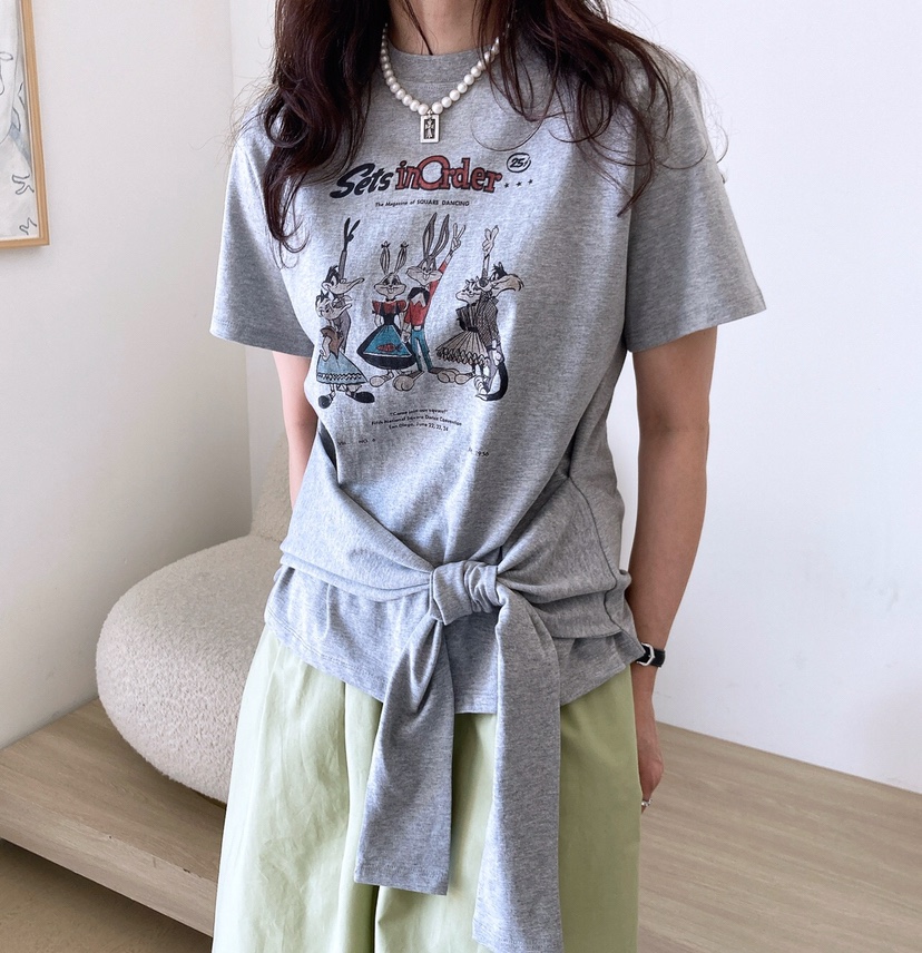 HANNA-A東大門代購女士新品職業推薦時尚真品熱賣25春夏T恤兔子HANNAT恤