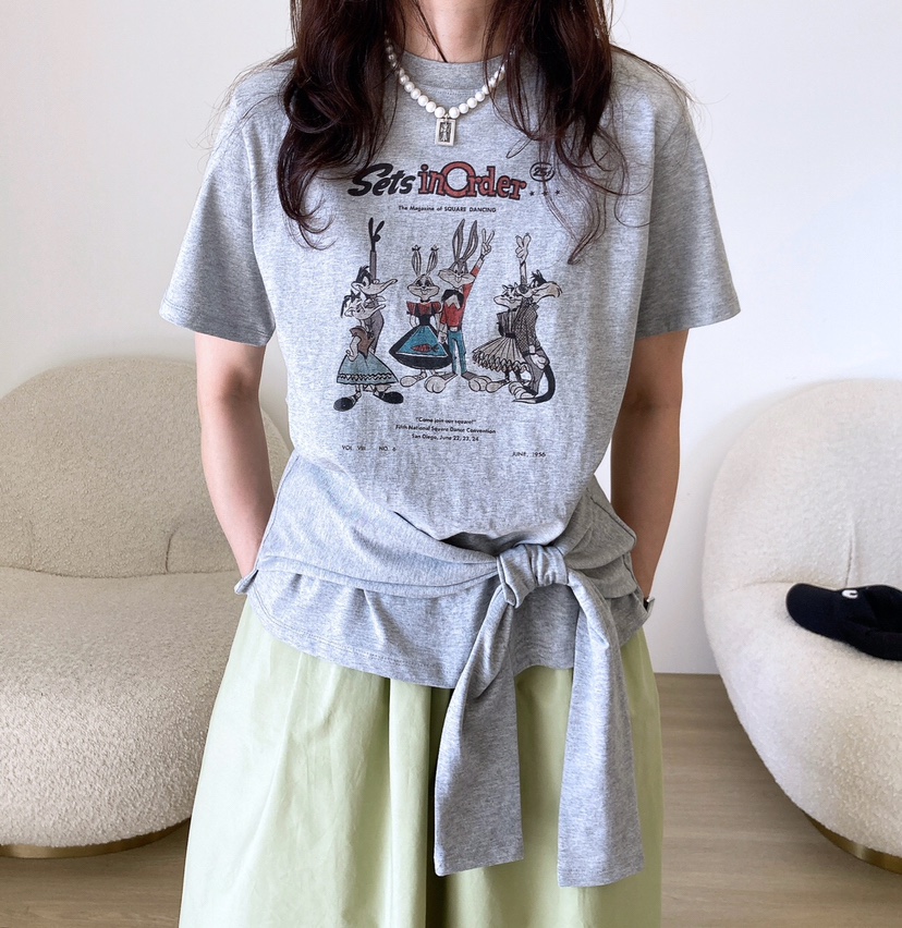 HANNA-A東大門代購女士新品職業推薦時尚真品熱賣25春夏T恤兔子HANNAT恤