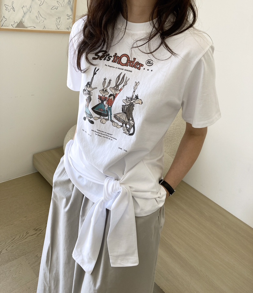 HANNA-A東大門代購女士新品職業推薦時尚真品熱賣25春夏T恤兔子HANNAT恤