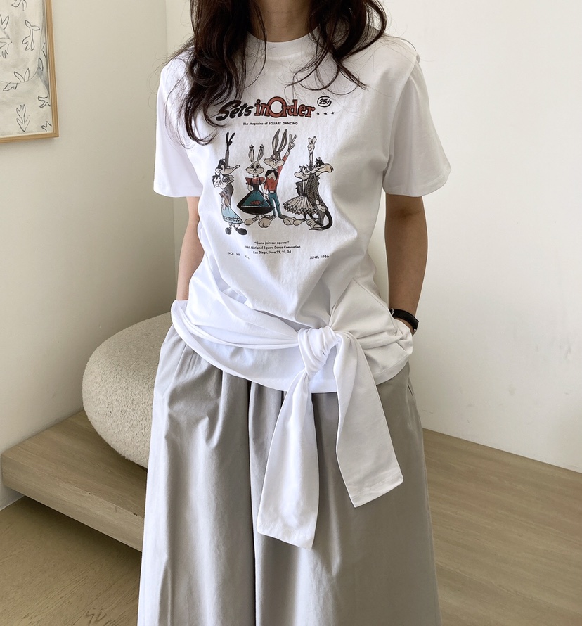HANNA-A東大門代購女士新品職業推薦時尚真品熱賣25春夏T恤兔子HANNAT恤圖色2