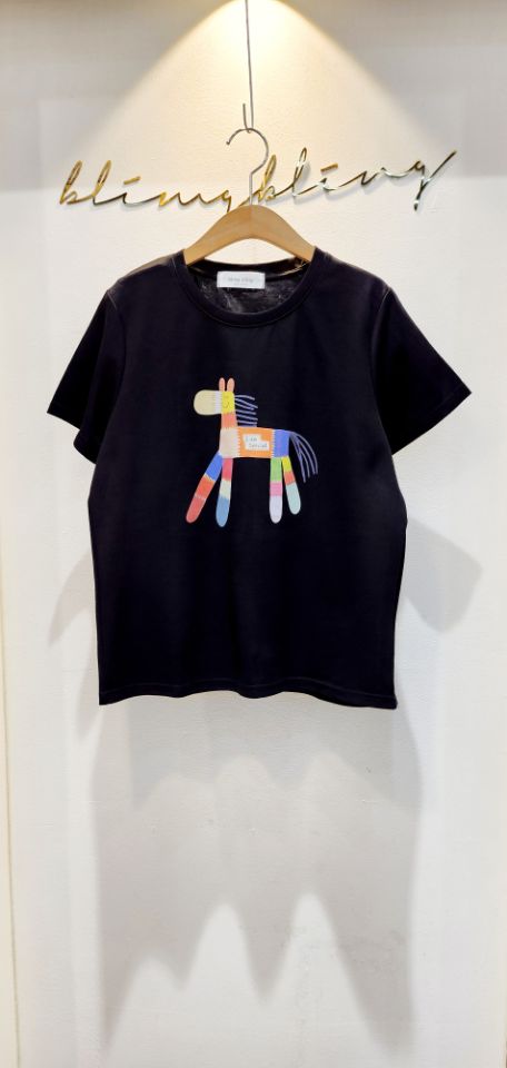 BLING BLING-S東大門代購女士新品25春夏休閑職業推薦T恤BLING BLING-ST恤圖色2