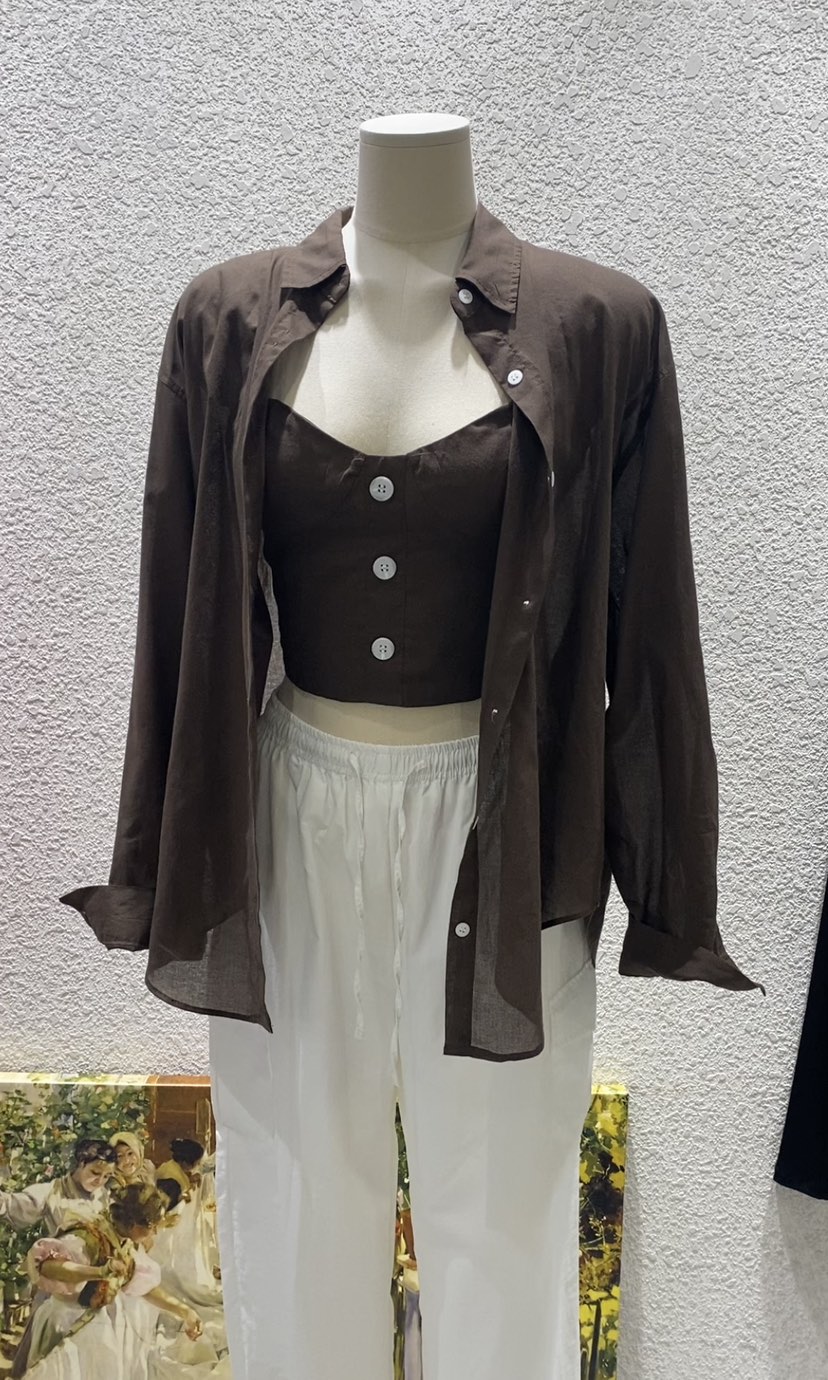 N BROWN韓國直郵㊣女裝新品休閑人氣時尚襯衫蕾絲衫不含內搭N BROWN襯衫/蕾絲衫