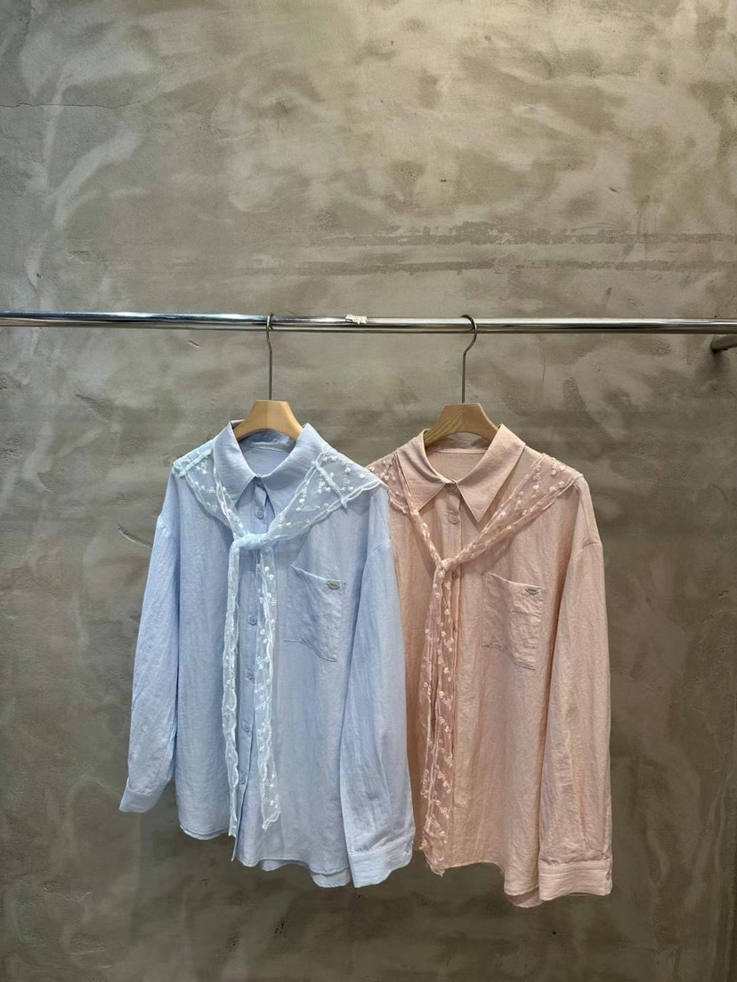 SIMPLE PARK/WMSTORY直郵韓國代購㊣女裝新品25春夏襯衫蕾絲衫披肩套裝蕾絲SIMPLE PARK/WMSTORY襯衫/蕾絲衫