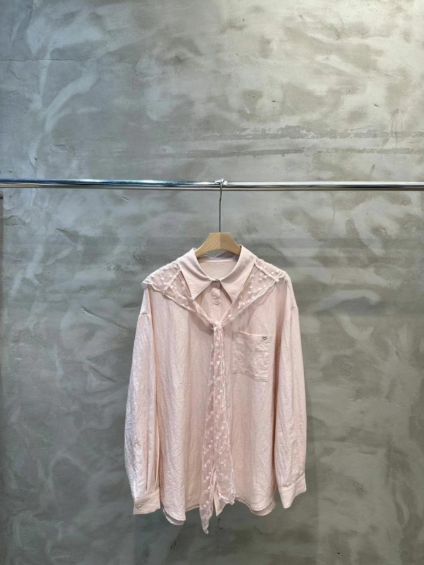 SIMPLE PARK/WMSTORY直郵韓國代購㊣女裝新品25春夏襯衫蕾絲衫披肩套裝蕾絲SIMPLE PARK/WMSTORY襯衫/蕾絲衫