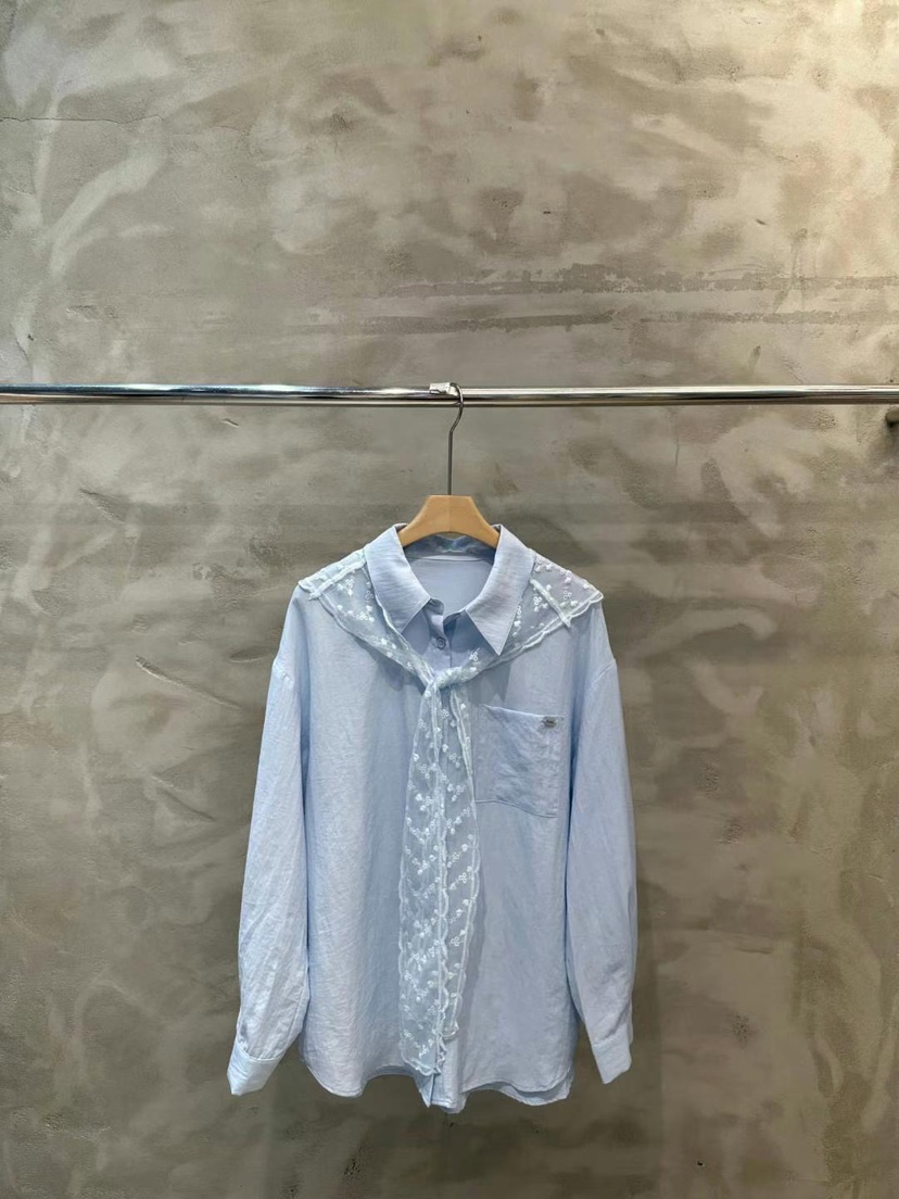 SIMPLE PARK/WMSTORY直郵韓國代購㊣女裝新品25春夏襯衫蕾絲衫披肩套裝蕾絲SIMPLE PARK/WMSTORY襯衫/蕾絲衫圖色2