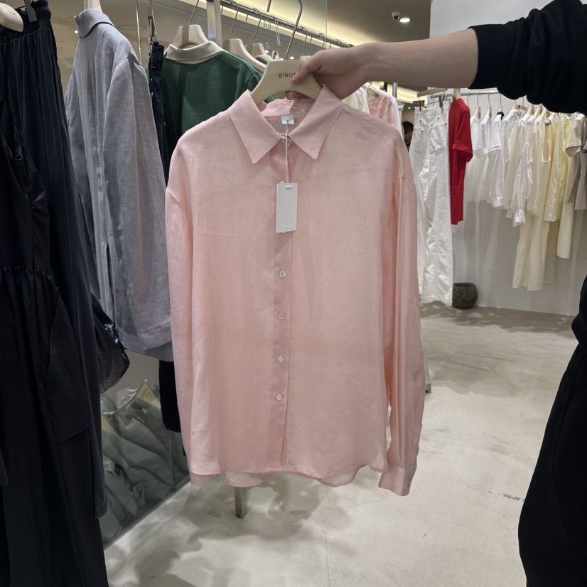 BINUS韓國直郵㊣東大門實拍女裝新品熱賣時尚襯衫蕾絲衫亞麻BINUS襯衫/蕾絲衫圖色3