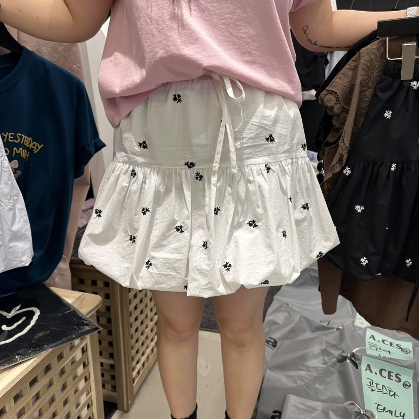A.CES韓國㊣直郵東大門代購女裝新品時尚25春夏熱賣短裙刺繡A.CES短裙圖色3