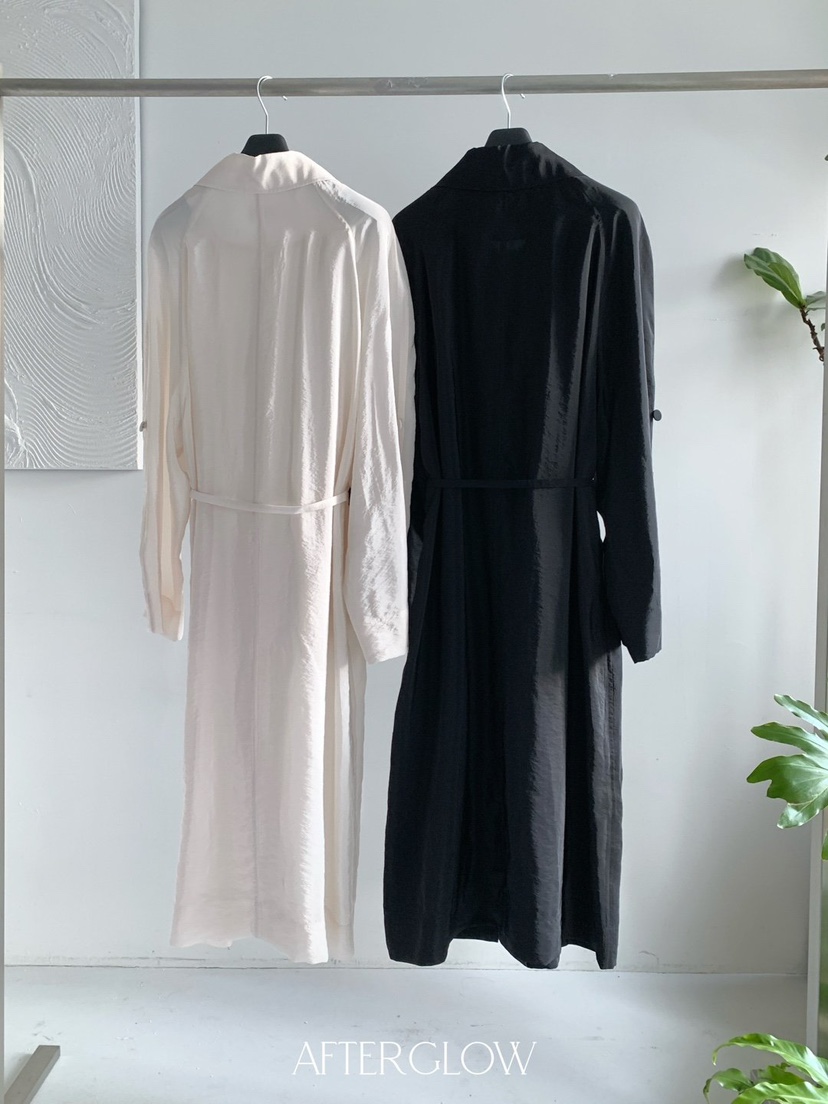AFTERGLOW韓國直郵㊣東大門實拍女裝新品推薦長款風衣含腰繩AFTERGLOW長款風衣