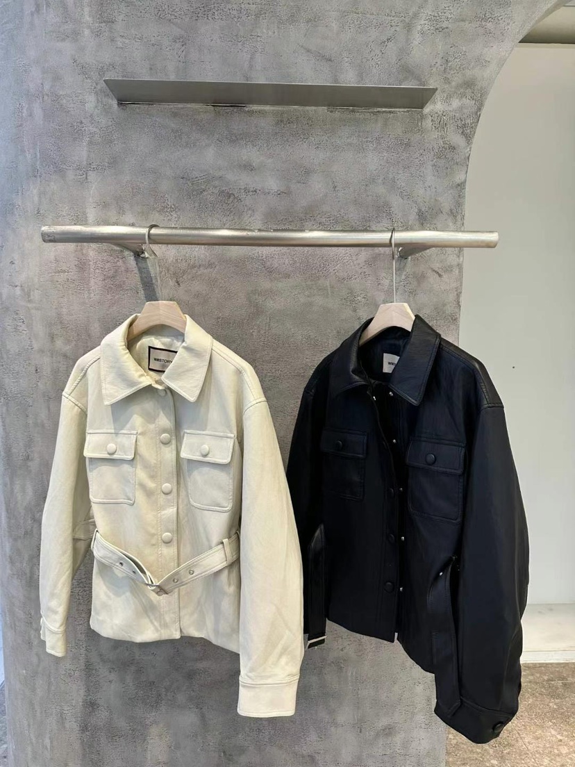 SIMPLE PARK/WMSTORY韓國㊣直郵東大門代購女裝新品推薦皮衣含腰帶SIMPLE PARK/WMSTORY皮衣